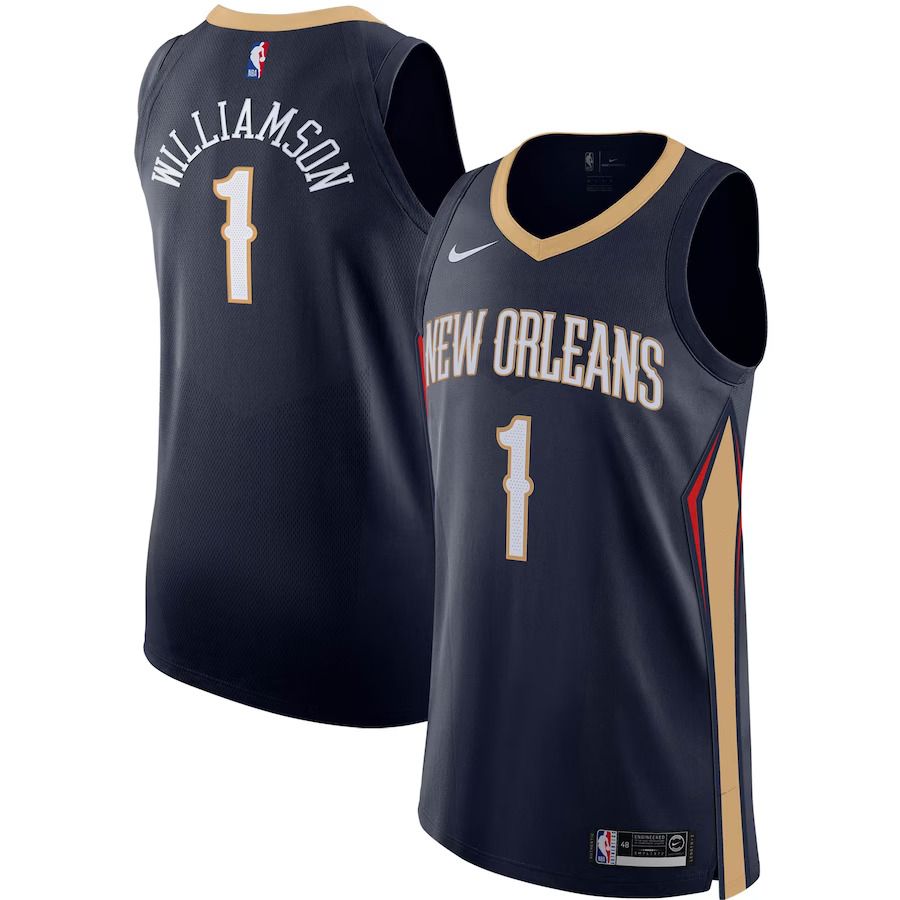 Men New Orleans Pelicans #1 Zion Williamson Nike Navy Icon Edition Authentic Player NBA Jersey